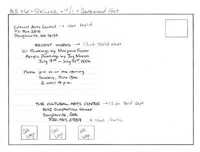 a hand drawn mockup of a postcard mailer