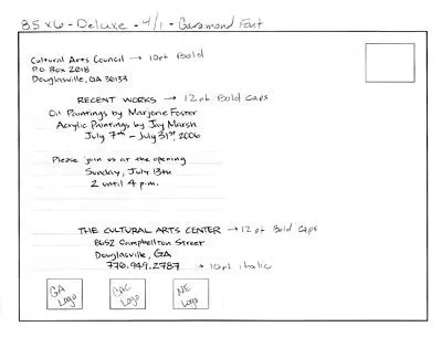 a hand drawn mockup of a postcard mailer