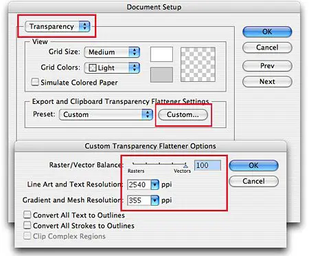 adobe illustrator transparency resolution settings